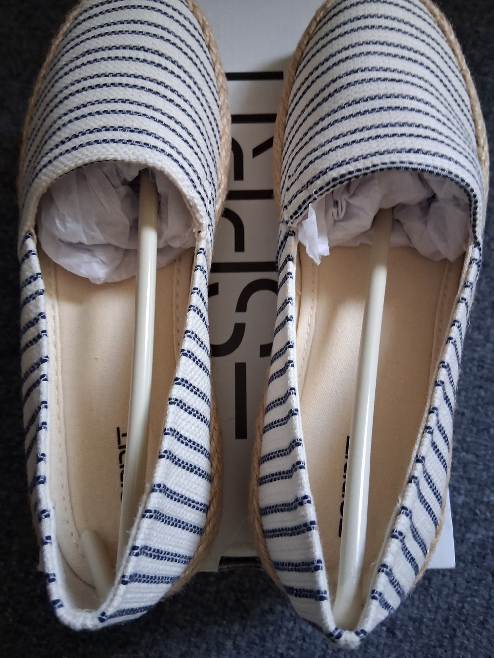 Esprit Striped Canvas Espadrilles - Navy & Cream